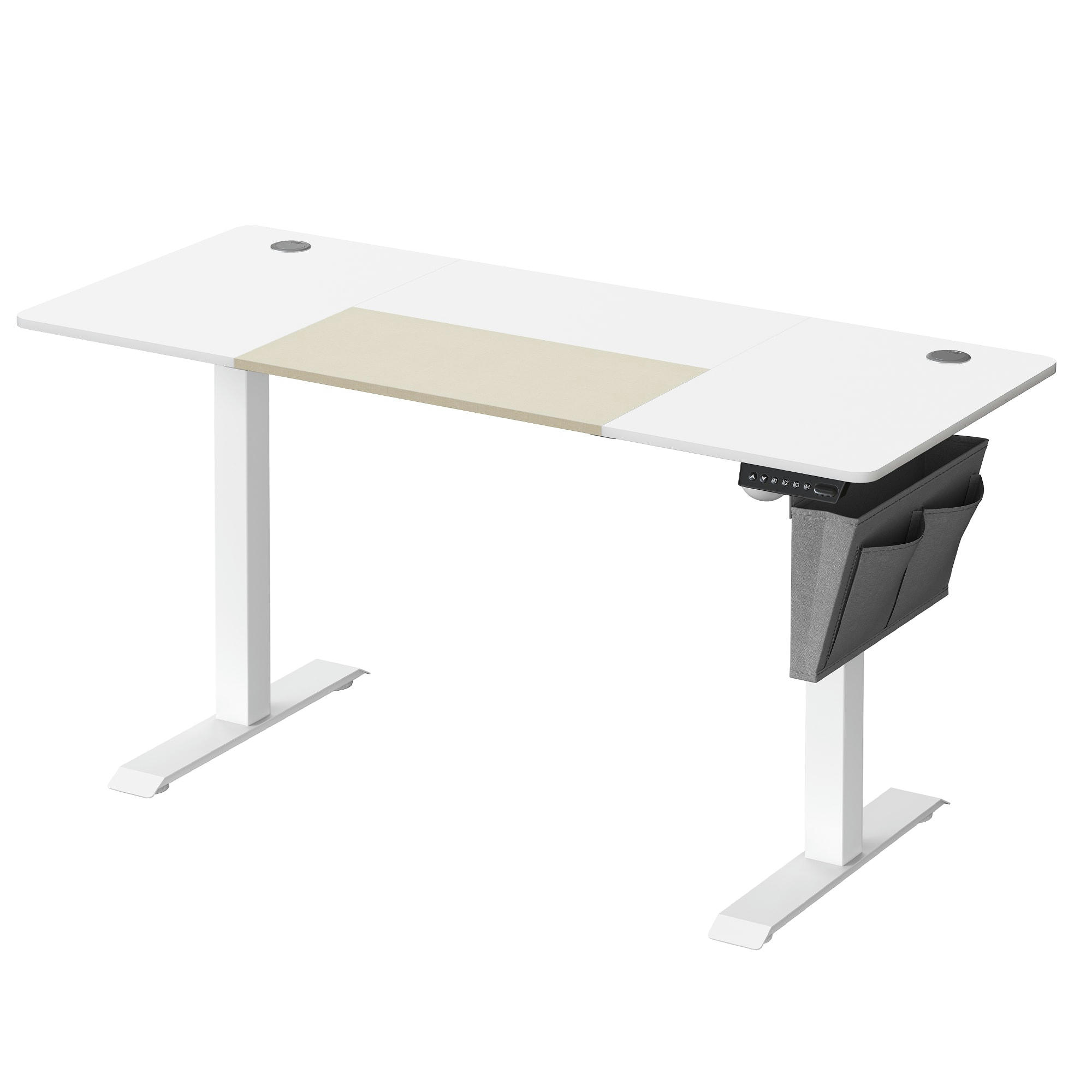 - Bureau assis-debout 140 cm effet bois blanc