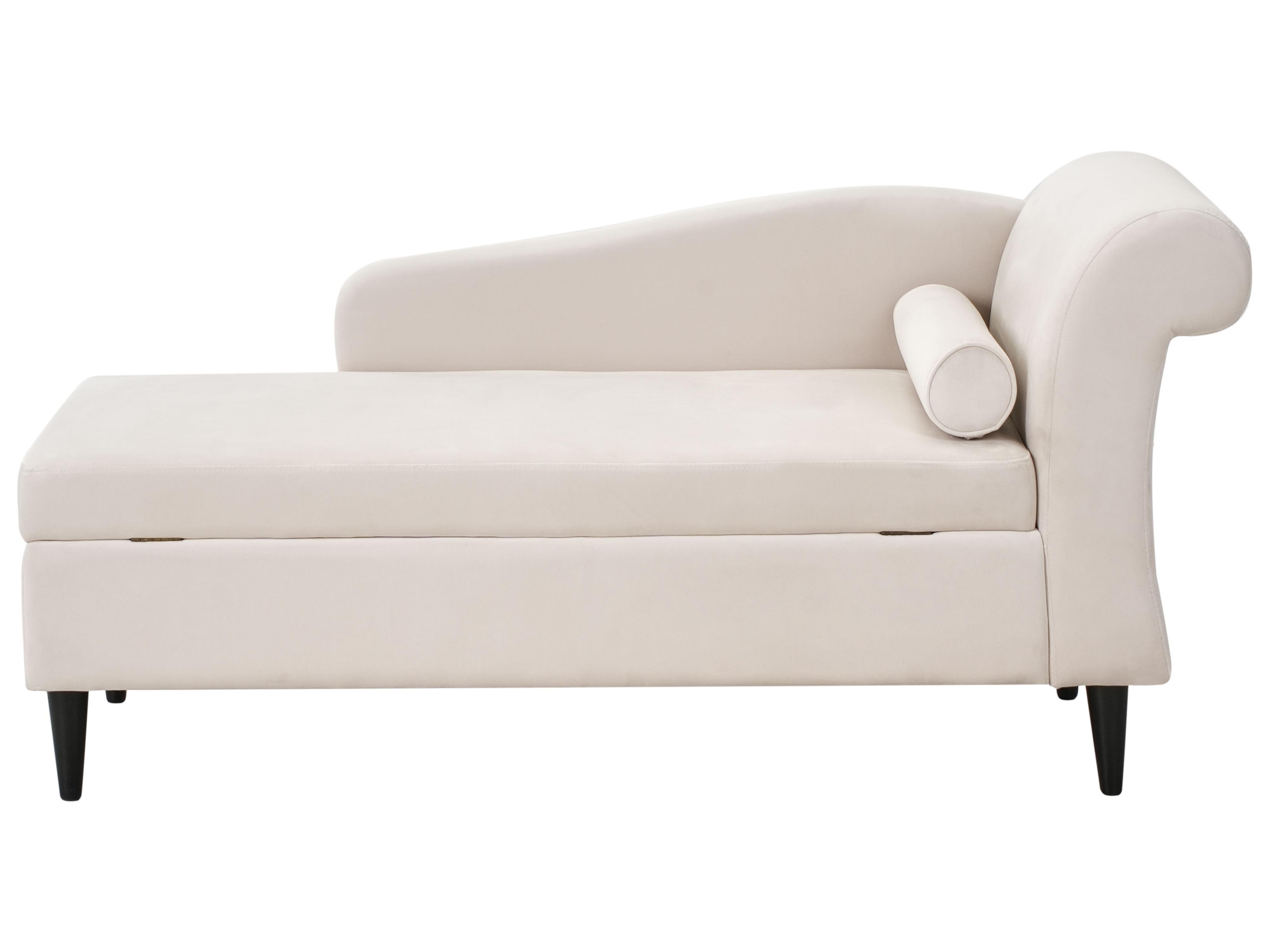 Left-Hand Chaise Longue LUIRO Velvet Beige with Storage