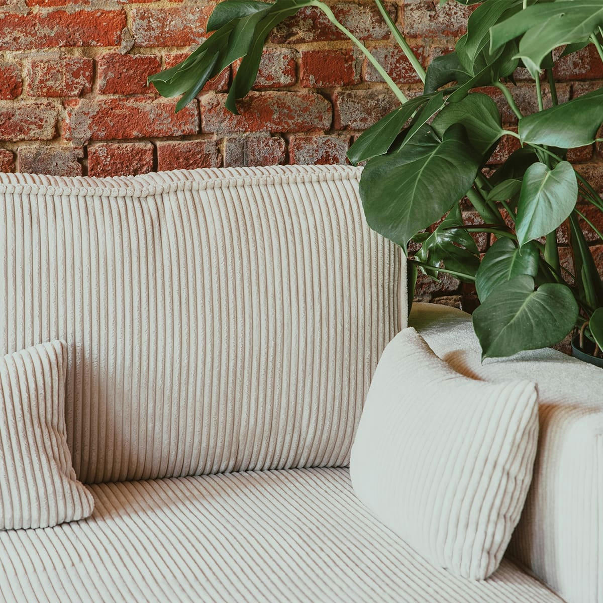 LIVIA NEW - Canapé d'angle convertible 4 places en velours fines côtes beige