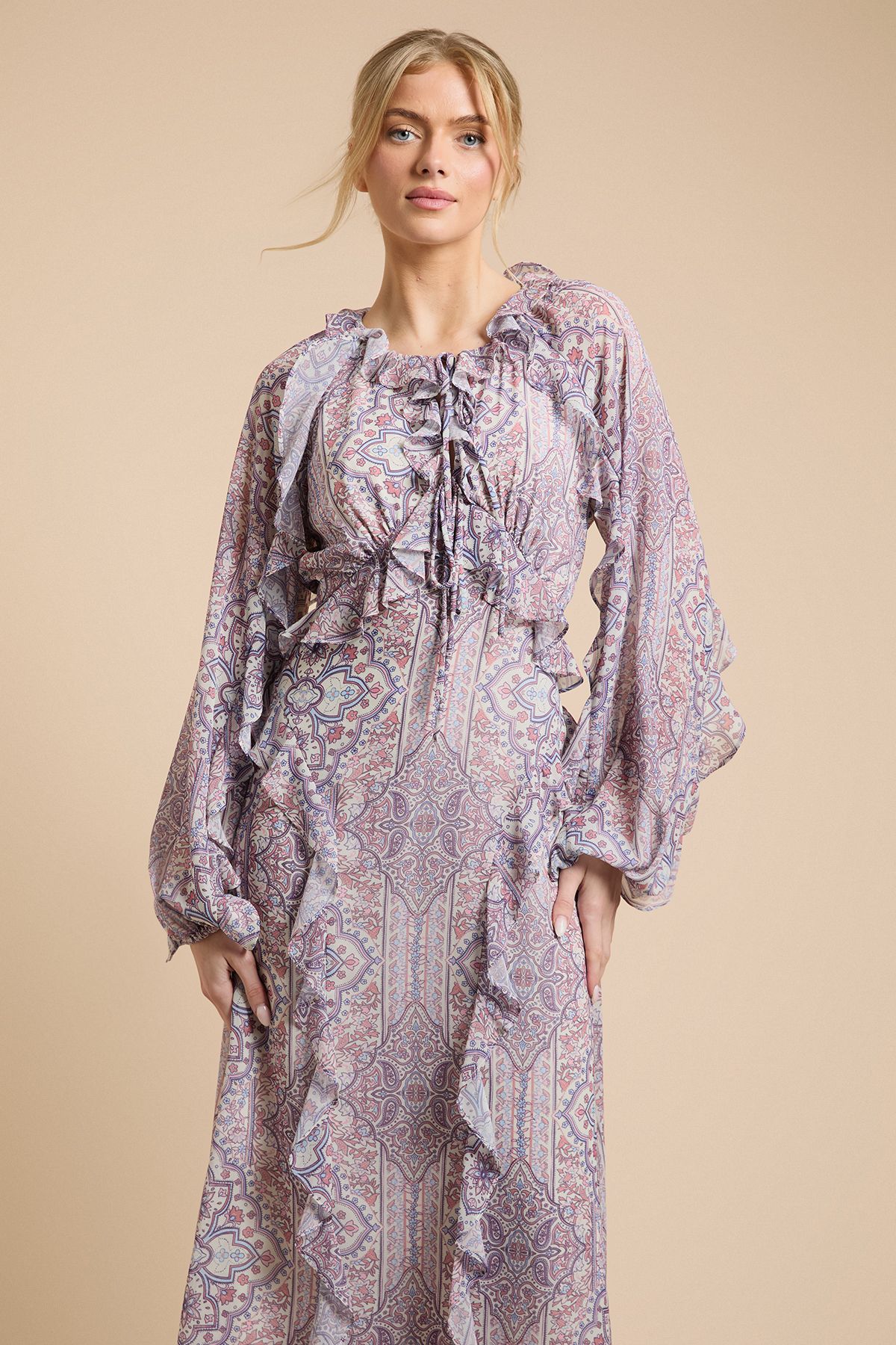 Oasis Frill Keyhole Maxi Dress