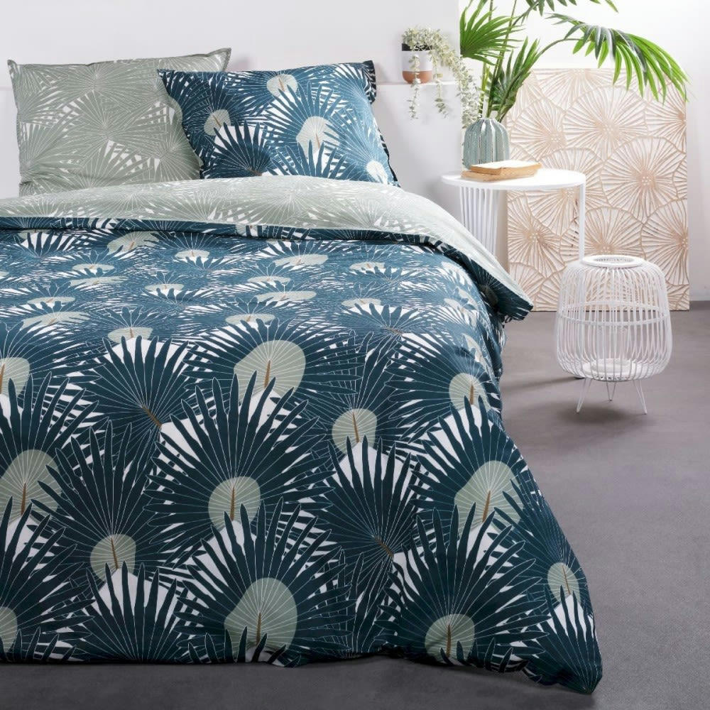 - Parure de couette 100% coton 57 fils imprimée 240x220 2 taies