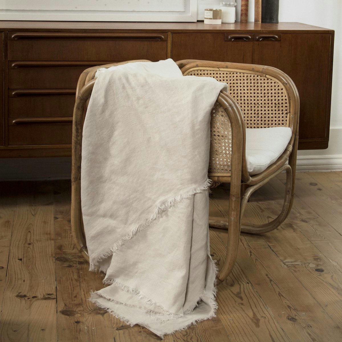 HORTENSE - Jeté de lit grand modèle lin lavé  180x260 grège