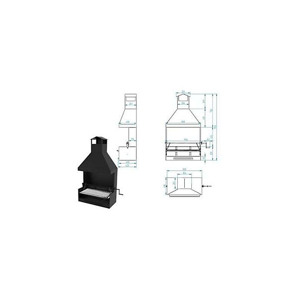 Barbecue argentin bois et charbon FM BVE-82 80cm grille suspendue à manivelle