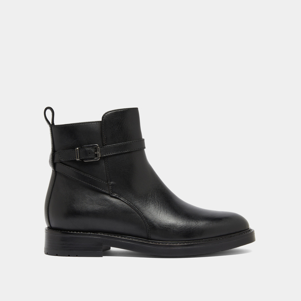 Boots à bouclesen cuir noir | CLEA
