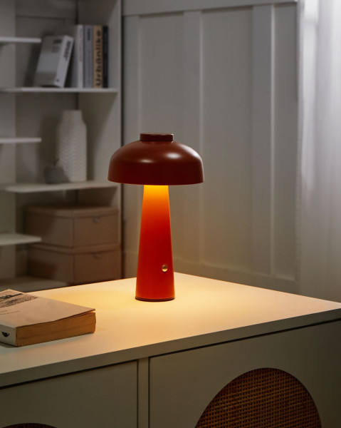 Nowoczesna lampa stołowa LED metalowa bezprzewodowa brązowa