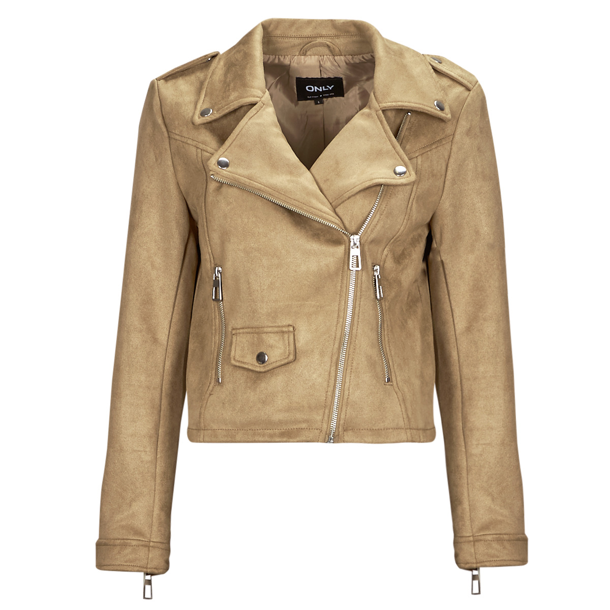 Only - ONLSCOOTIE FAUX SUEDE BIKER JACKET OTW - Beige