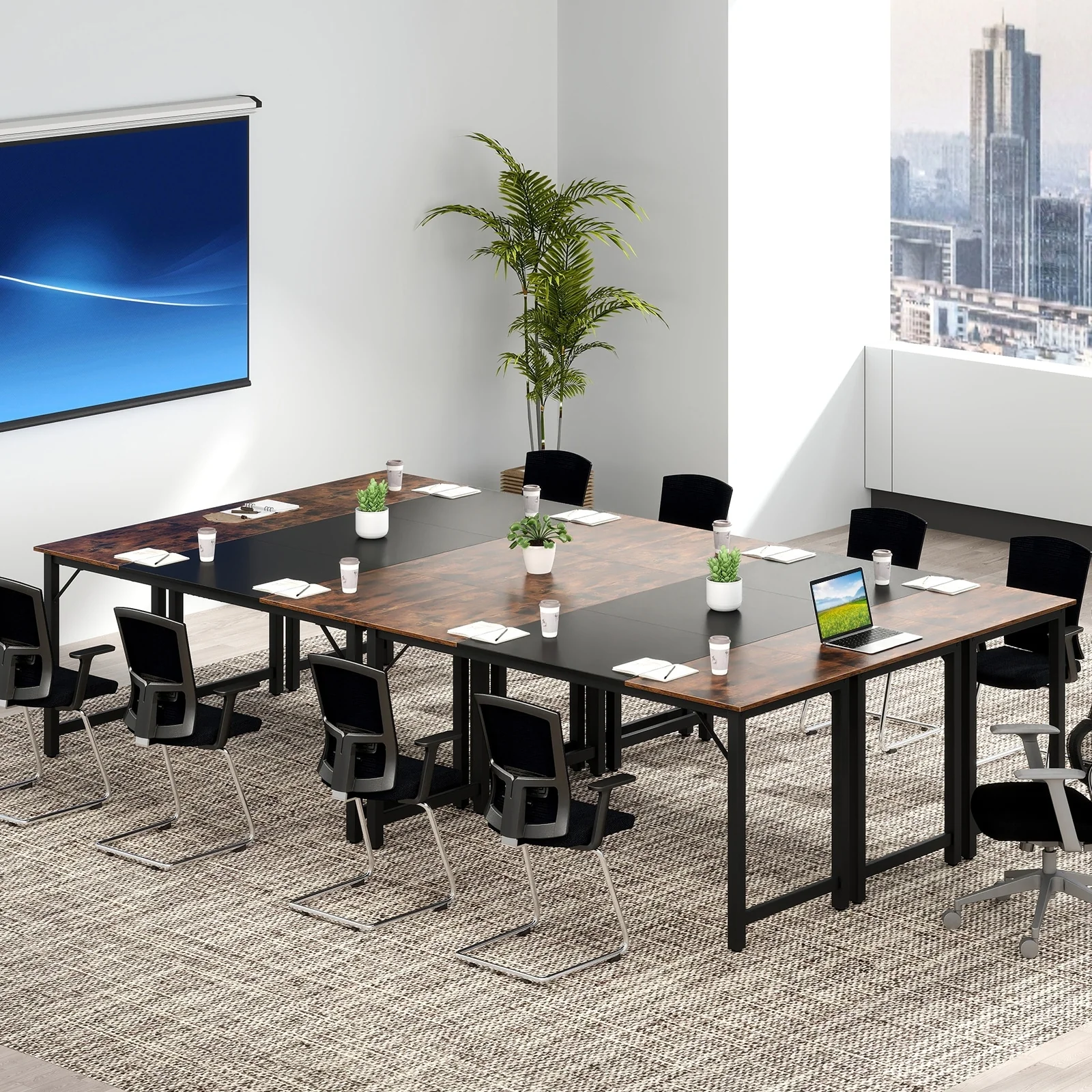 Gymax 6 PCS 63'' Computer Desk Modern Industrial Office Desk w/ Metal