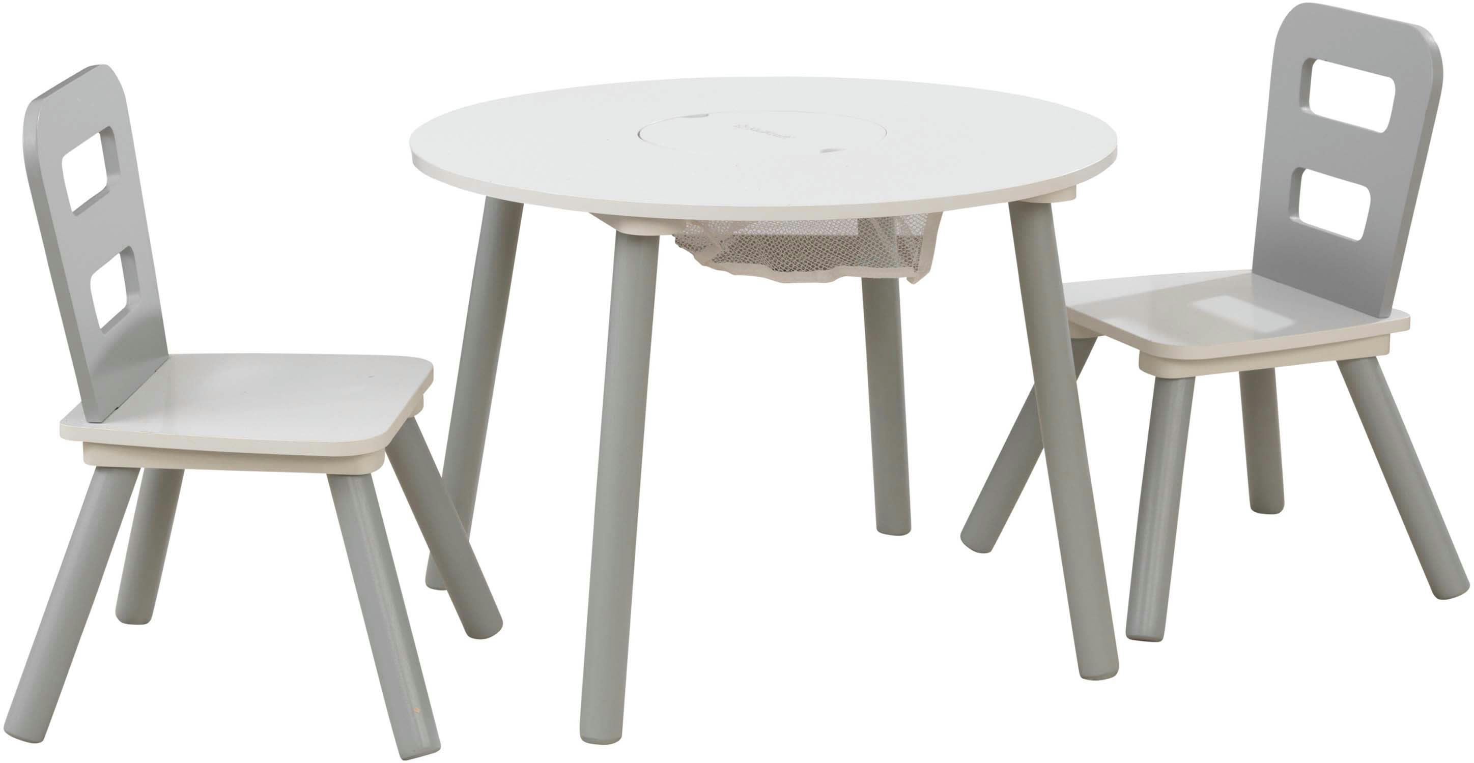 - Ensemble table avec rangement et 2 chaises blanc et gris