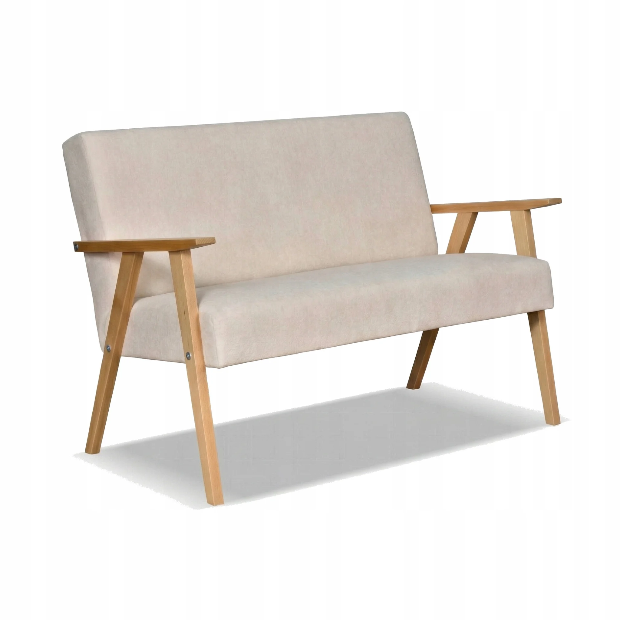 Sofa w stylu PRL retro vintage SOLER Family Meble beżowy welur Hunter