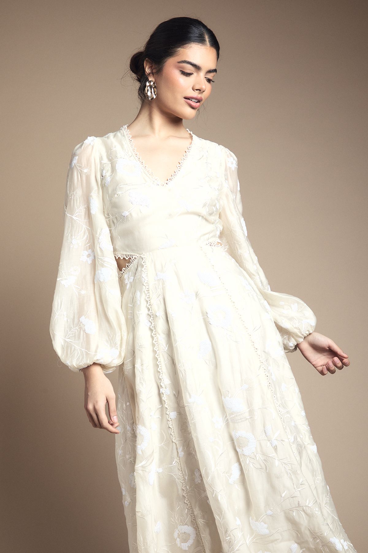 Oasis Chiffon Sequin Embellished Floral Midaxi Dress