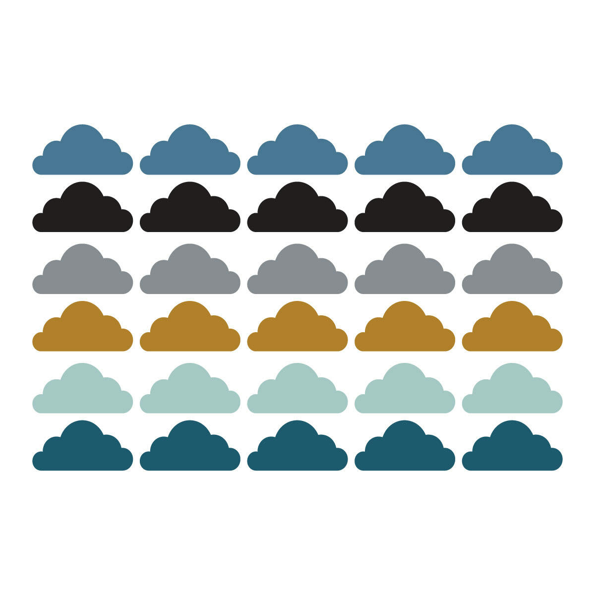 CLOUDS2 - Stickers muraux en vinyle nuages bleu et moutarde