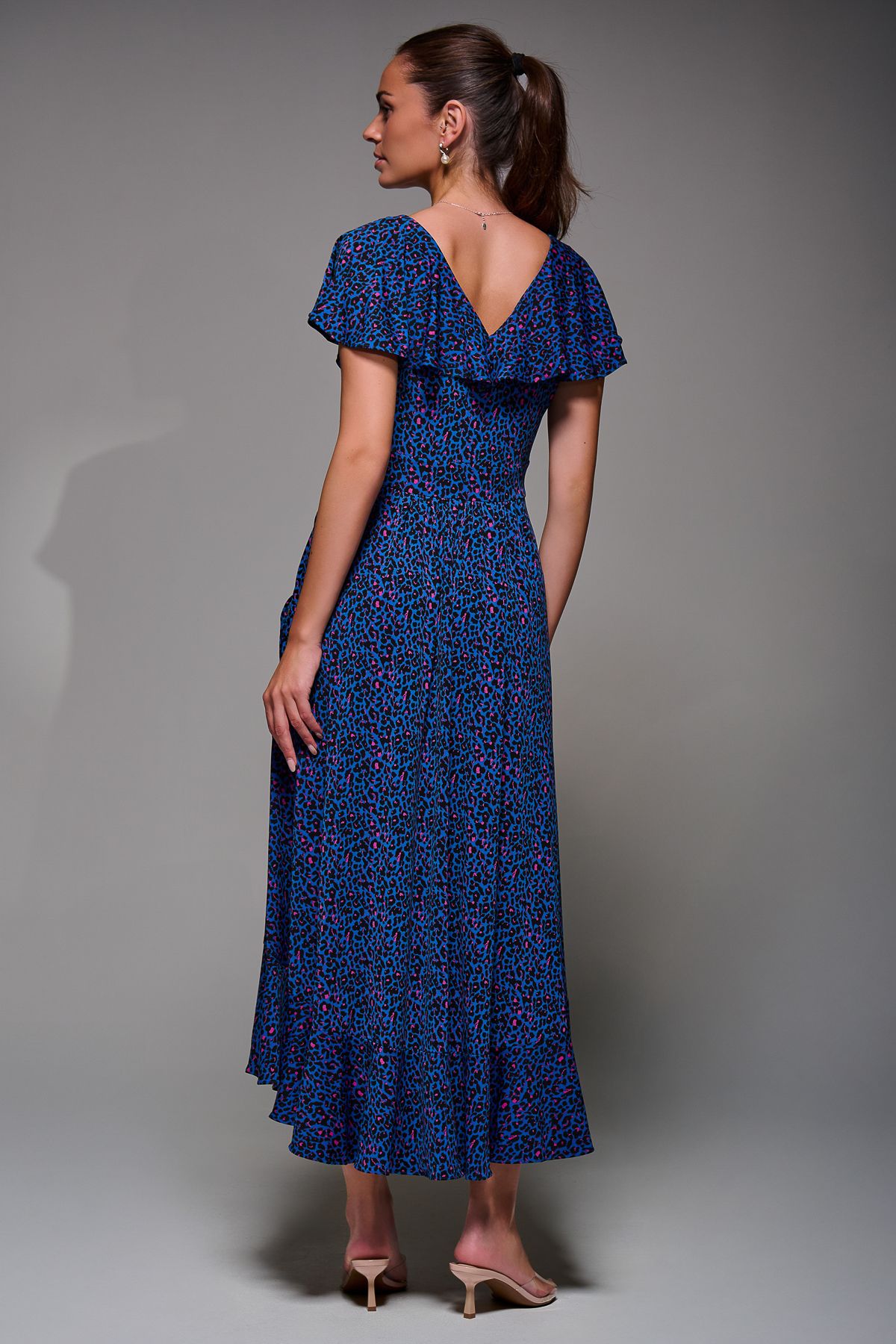 Jolie Moi Animal Print Frill Maxi Dress
