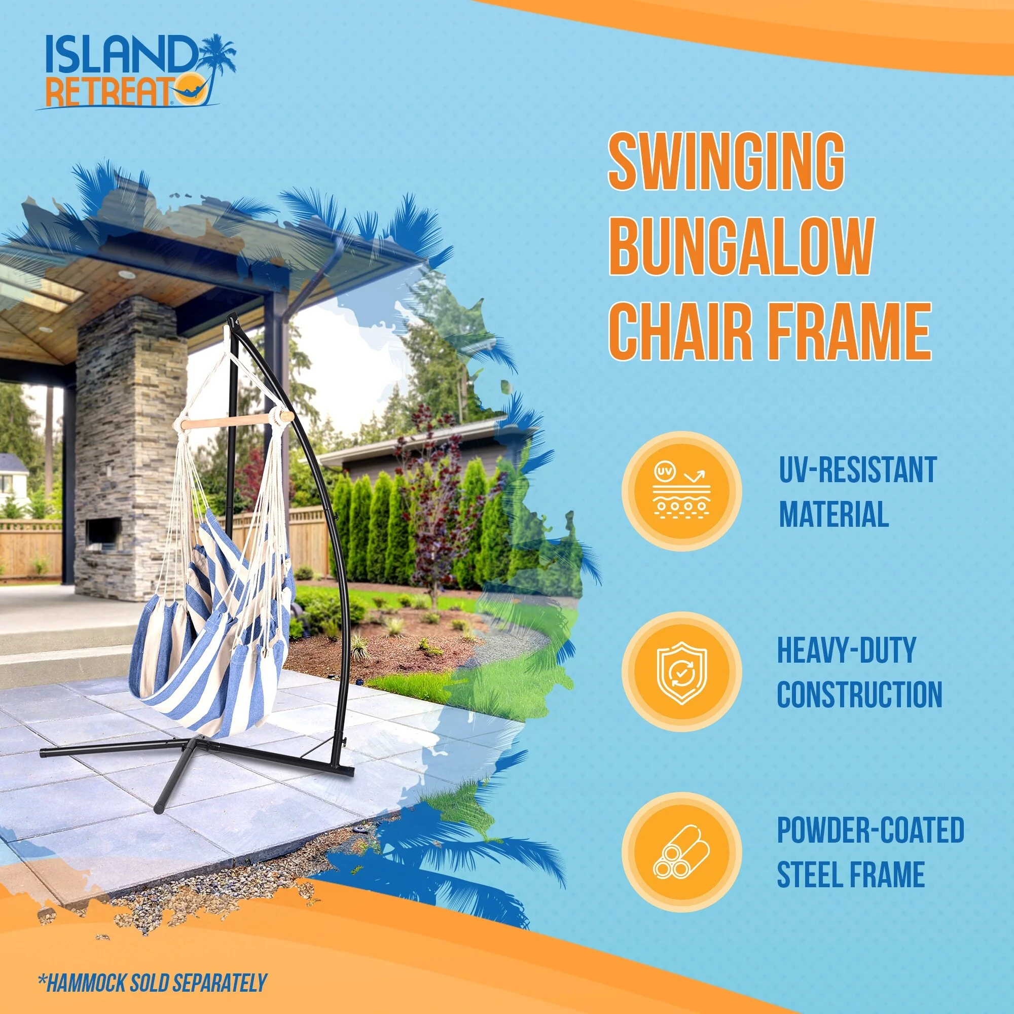 Island Retreat Boho Breeze Swinging Bungalow Chair Frame - Black