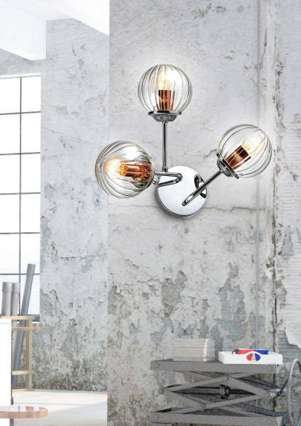 Lampa kinkiet BEST 3x40w e14 chrom miedź
