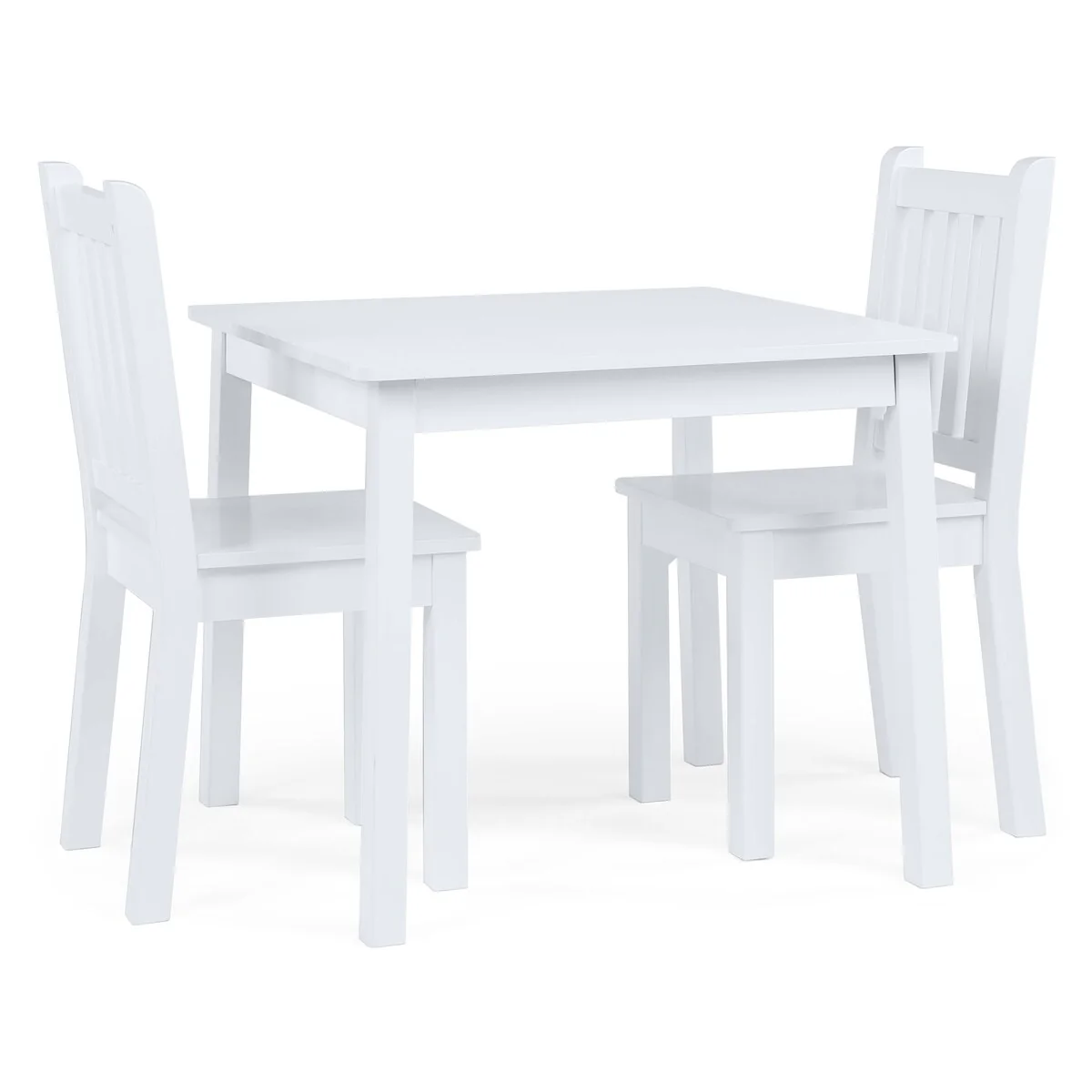 Daylight Collection Kids Large Wood Table & 2 Chairs Set, White