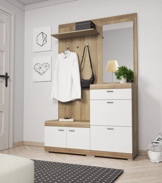 Garderoba STELO dąb riviera / biały