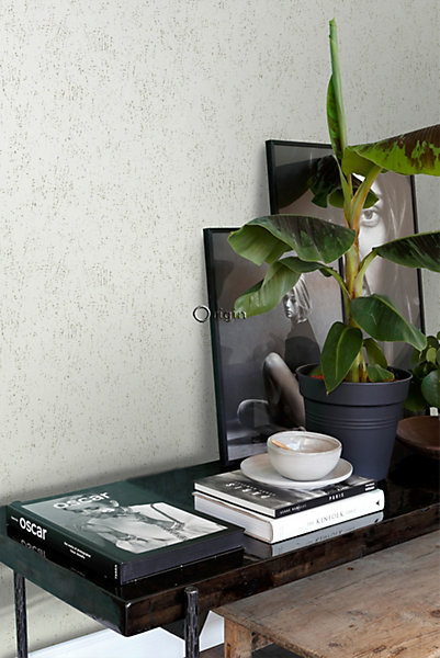 Origin Wallcoverings papier peint plaque métallique vieillie, altérée et touchée par les intempéries vert menthe clair