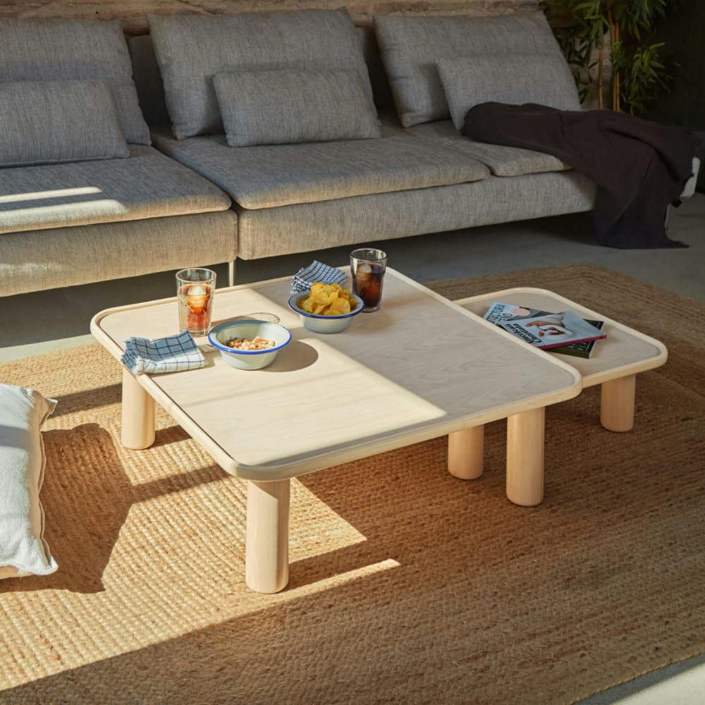 NEST - 2 tables basses gigognes carrées en bois clair