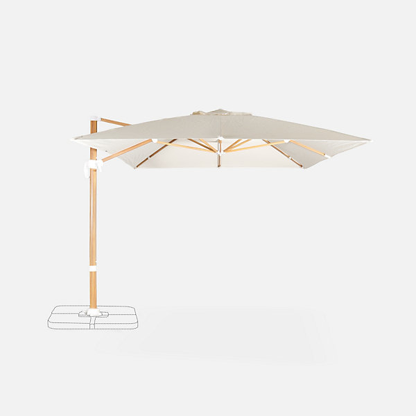 Parasol déporté rectangulaire3x4m - Wimereux - Ecru - Parasol excentré inclinable dans 5 positions. rotatif à 360.