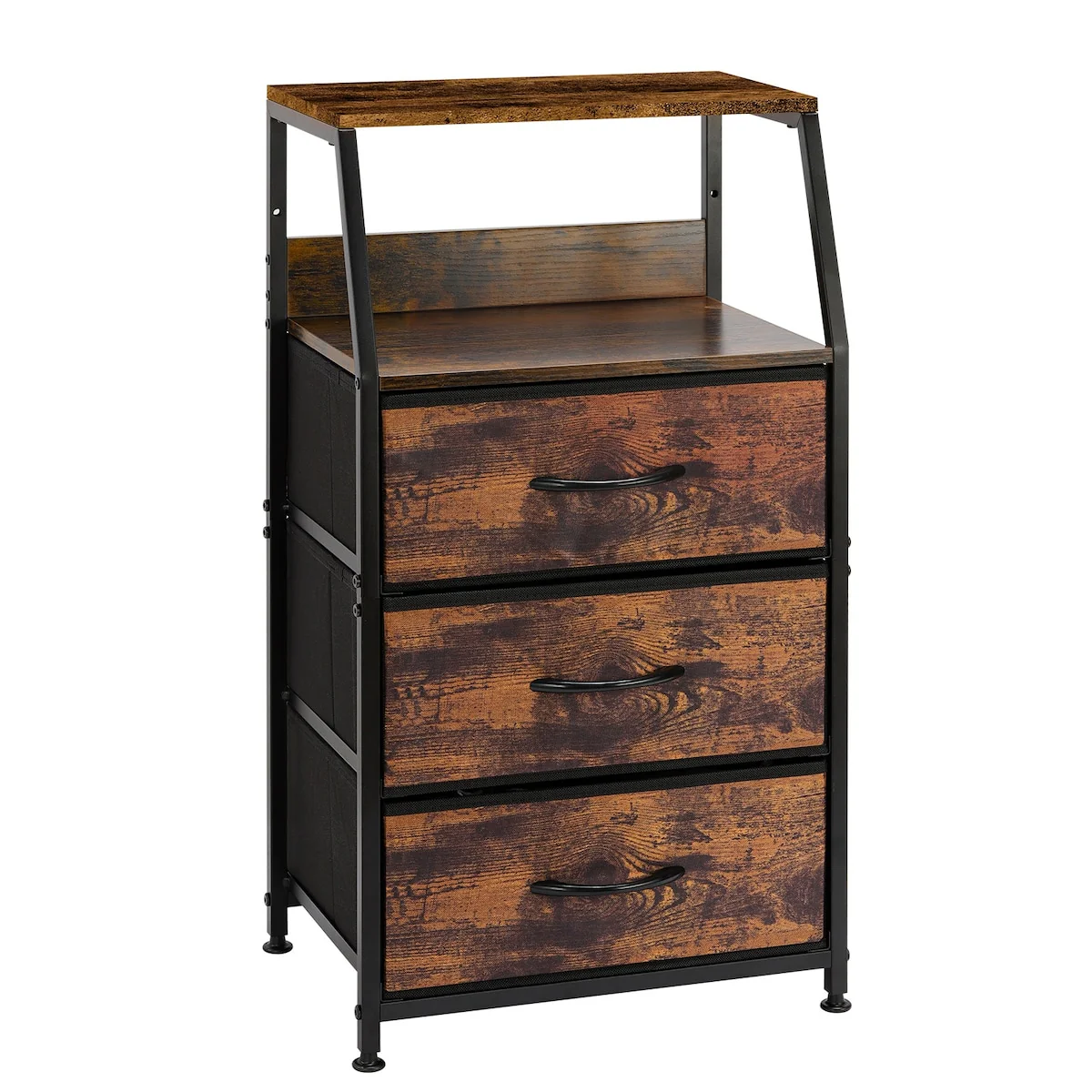 Nightstand Drawer Dresser, Vertical Side Table with Fabric Drawers