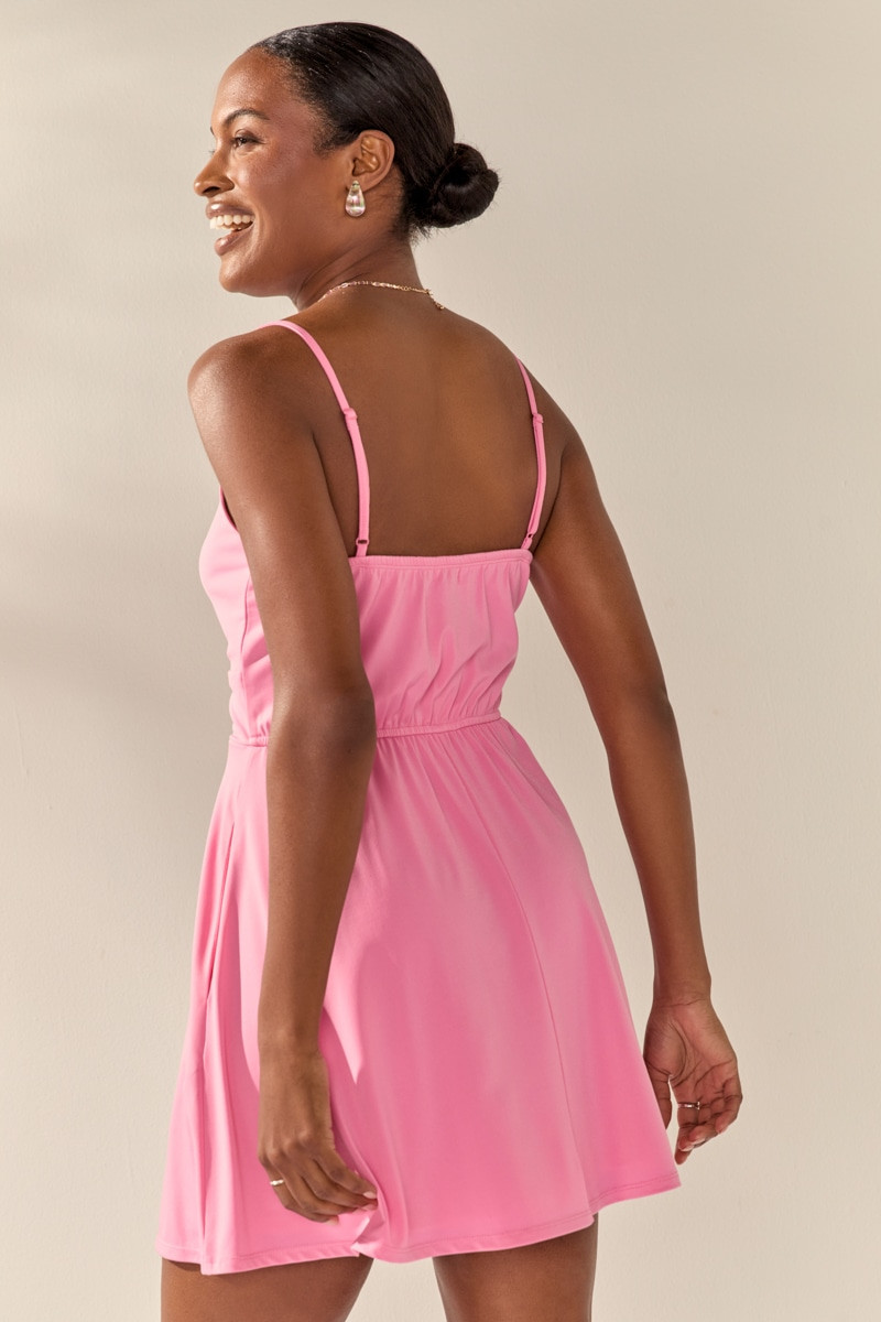 Ann Cinch Front Keyhole Flare Mini Dress