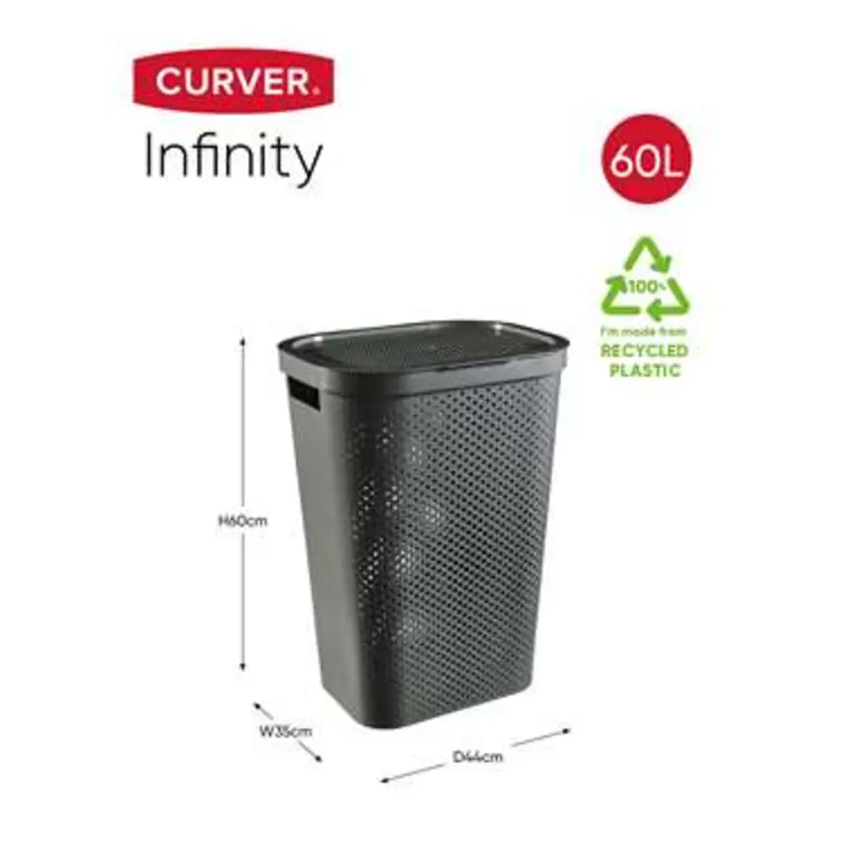 Curver Infinity Recycled Dots Wasmand deksel - 60L - Grijs
