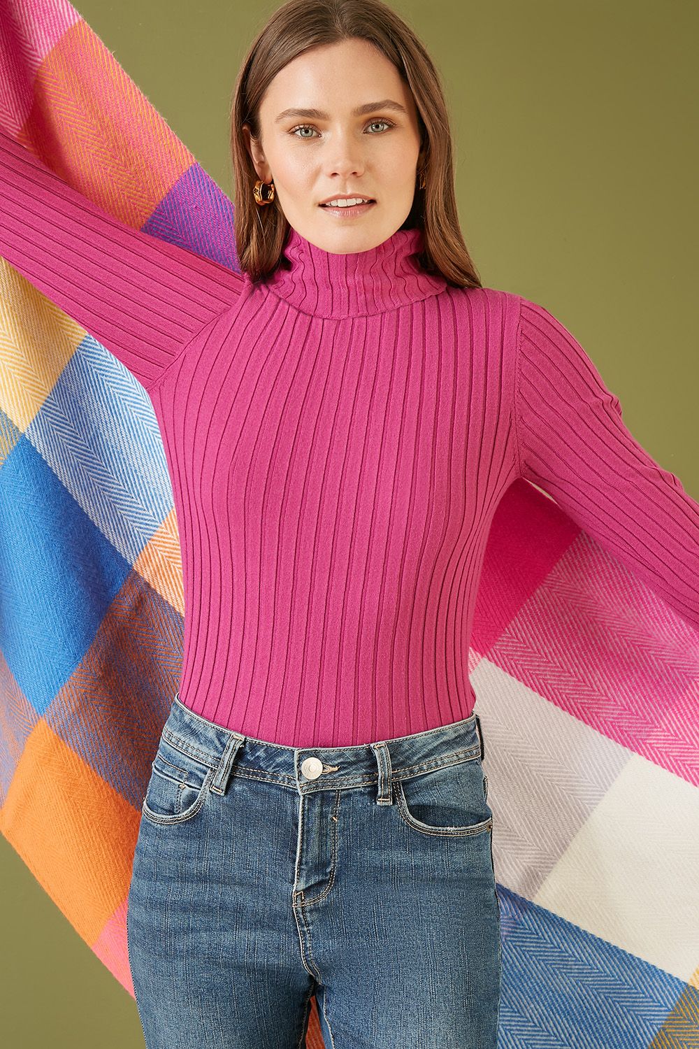 Yumi Mutlicolour Herringbone Oversize Scarf