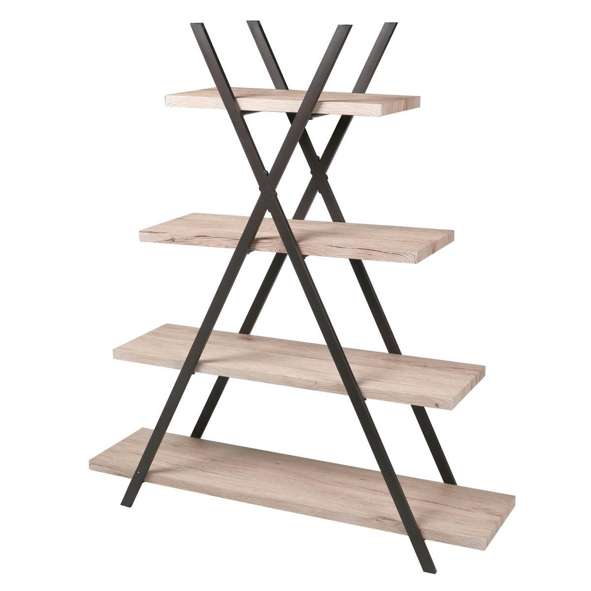 DOCK - Étagère originale en bois MDF et métal noir pyramide