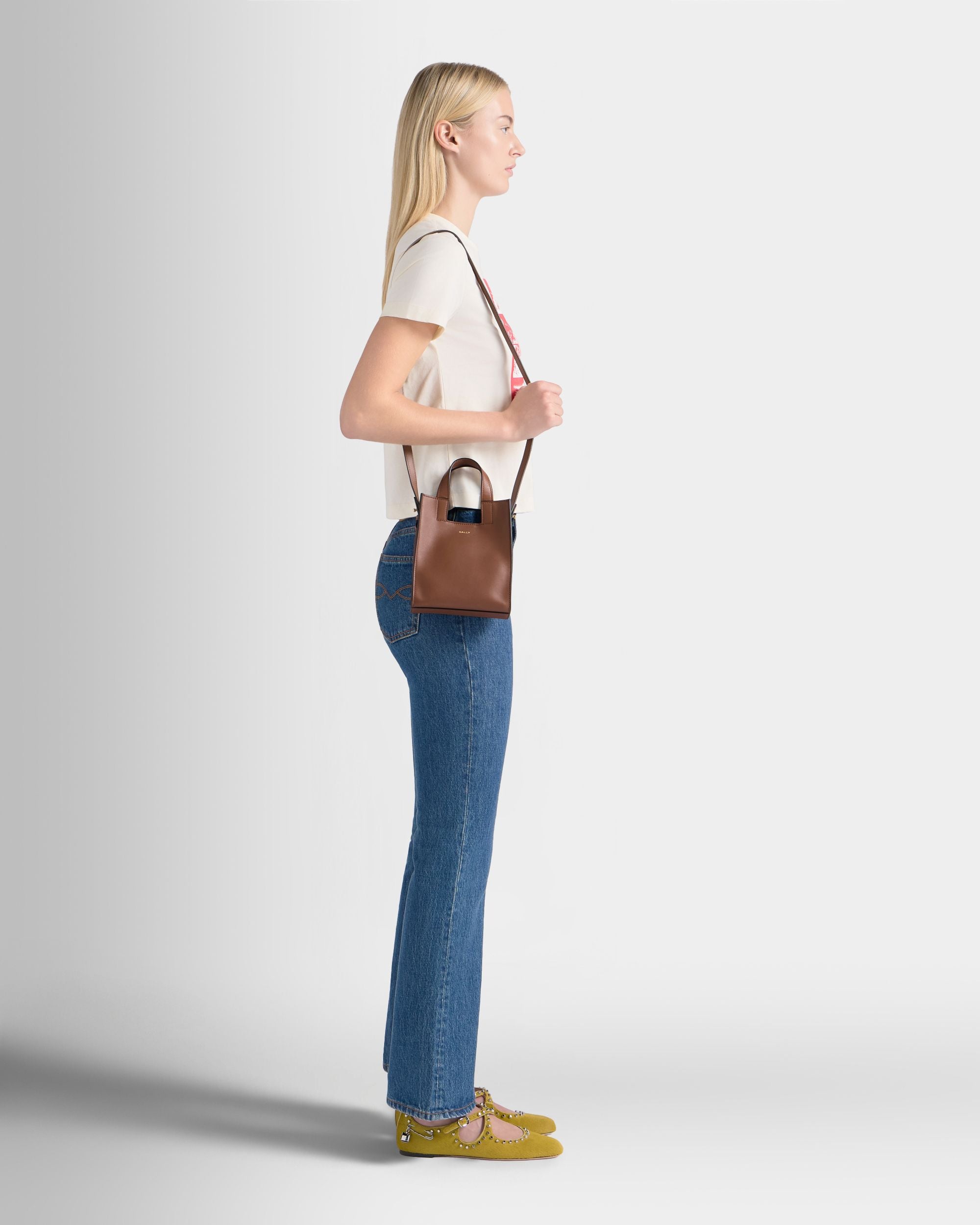 Kleine Tote Bag Easy Bally Aus Leder In Braun