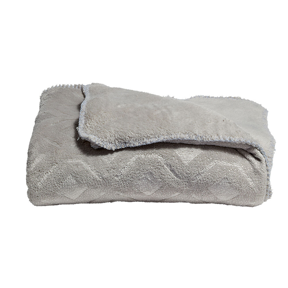 Jeté de canapé gris pailletté à l'effet fourrure