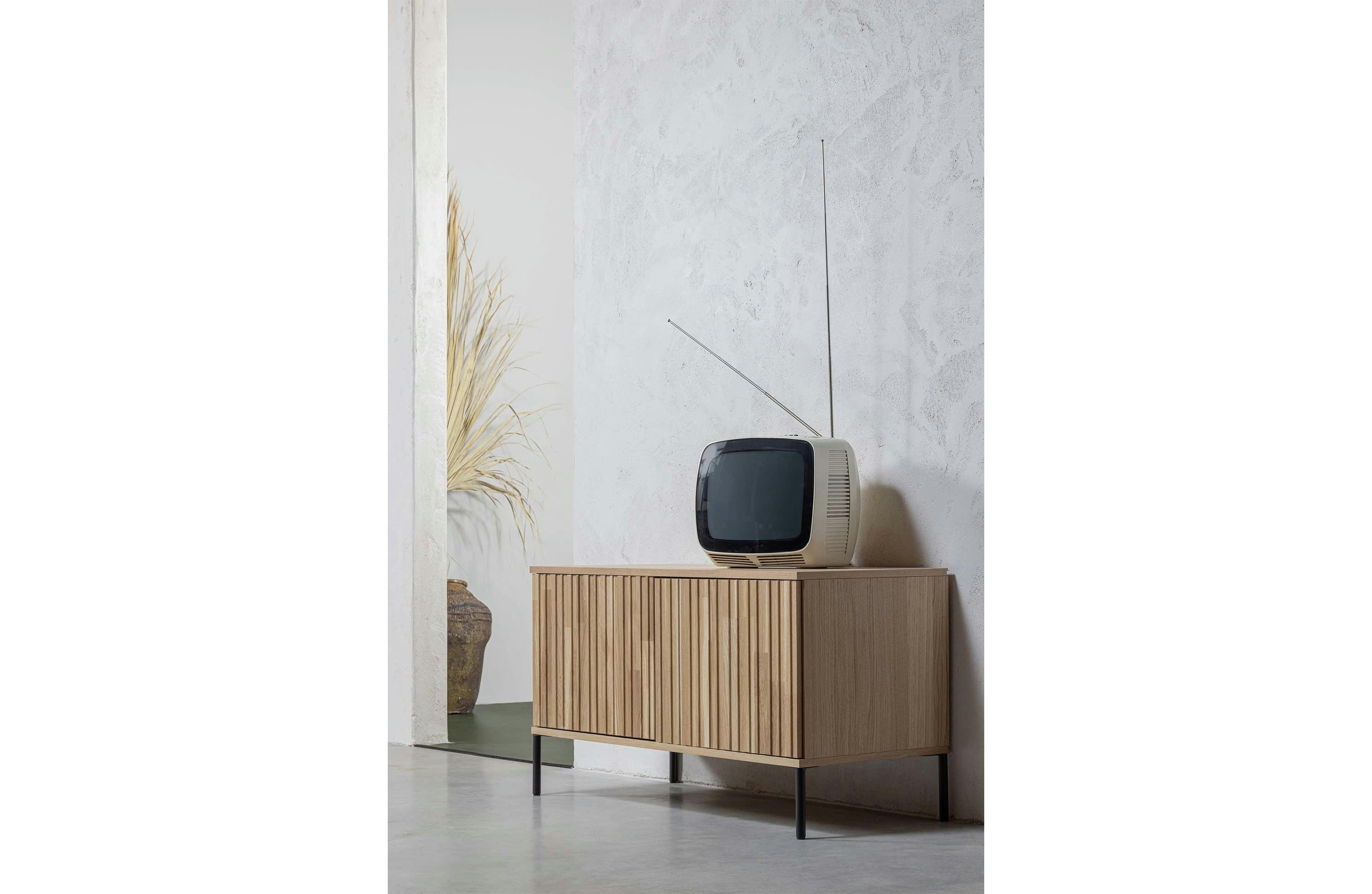 NEW - Meuble tv en bois de chêne beige