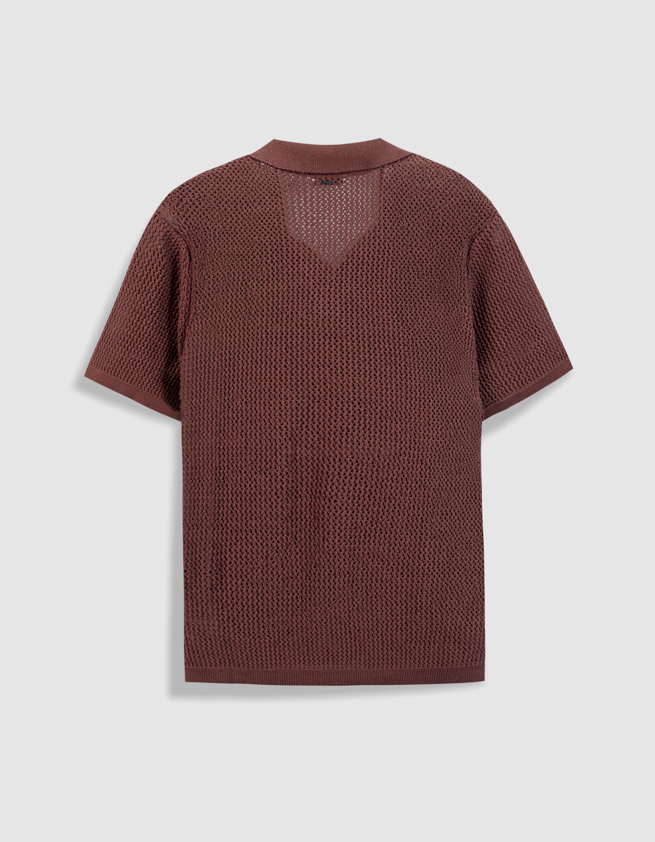 Polo marron tricot ajouré Homme