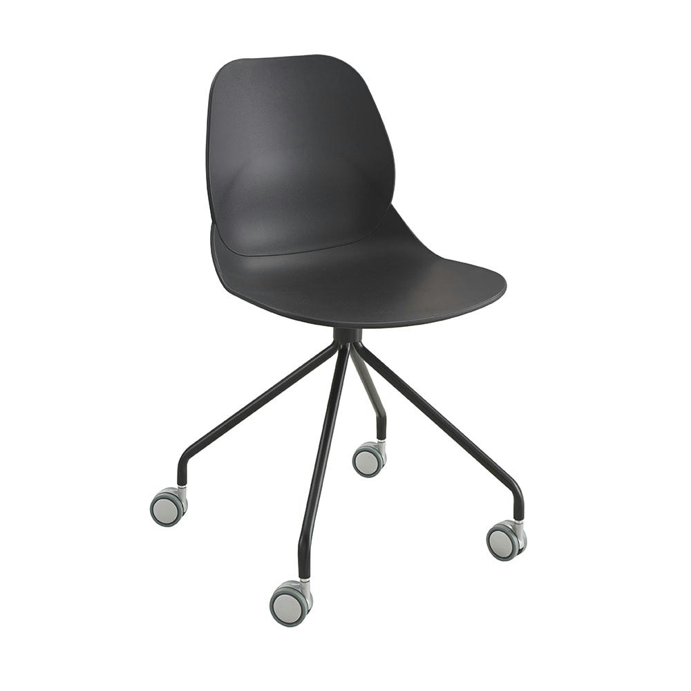 PEPS - Siège sur roulettes polypropylène et acier noir