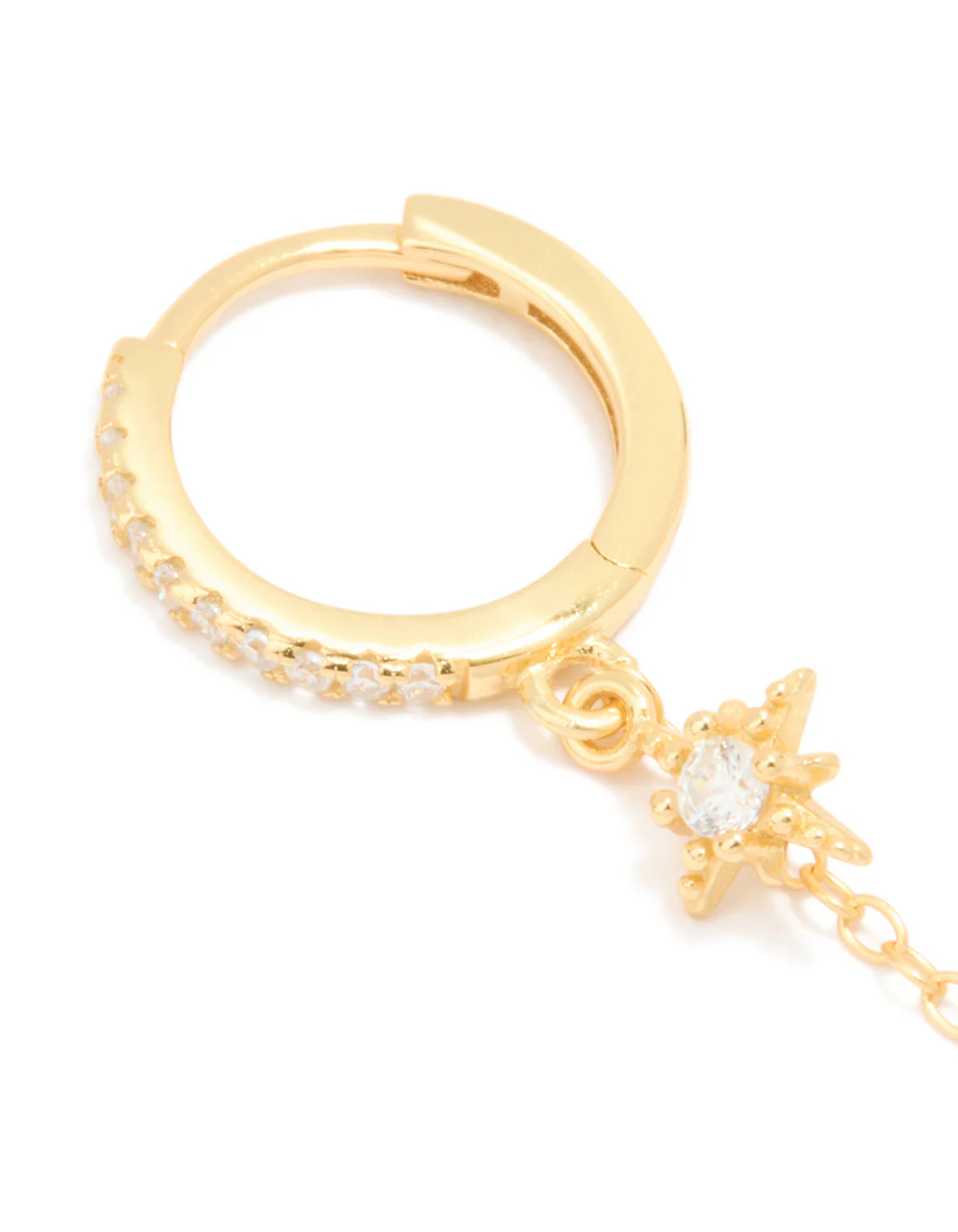 Gold Plated Sterling Silver Cubic Zirconia Chain Double Earring