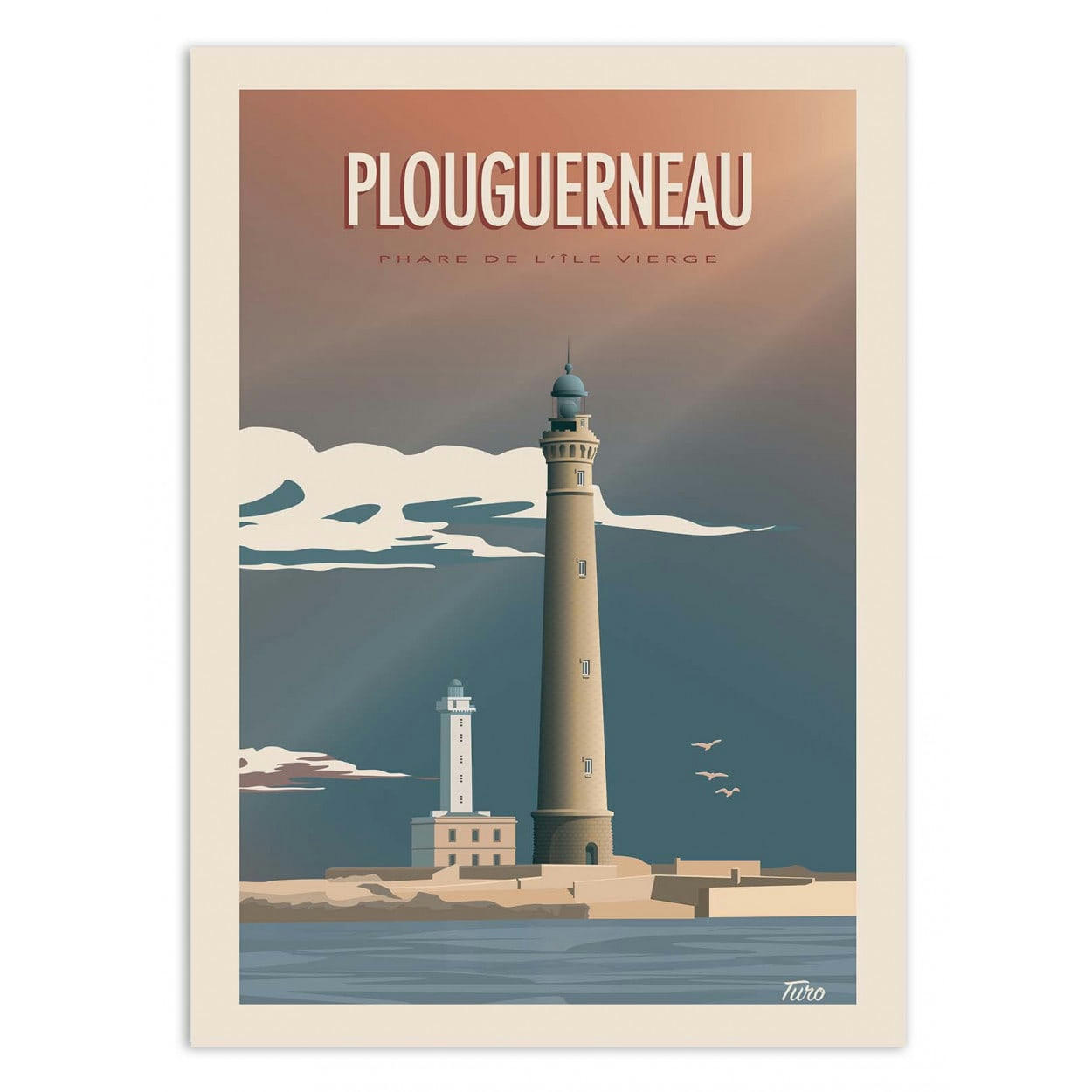 TUROMEMORIESSTUDIO - PLOUGUERNEAU - TURO - Affiche d'art avec Cadre bois noir - 50 x 70 cm