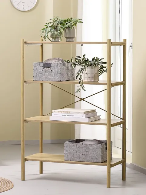Reol LINDVED 4 hylder natur egefarve