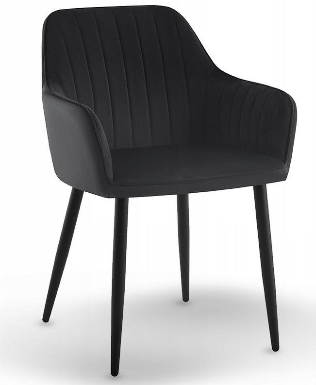 Krzesło tapicerowane velvet czarne MARIA3 paski loft glamour do salonu