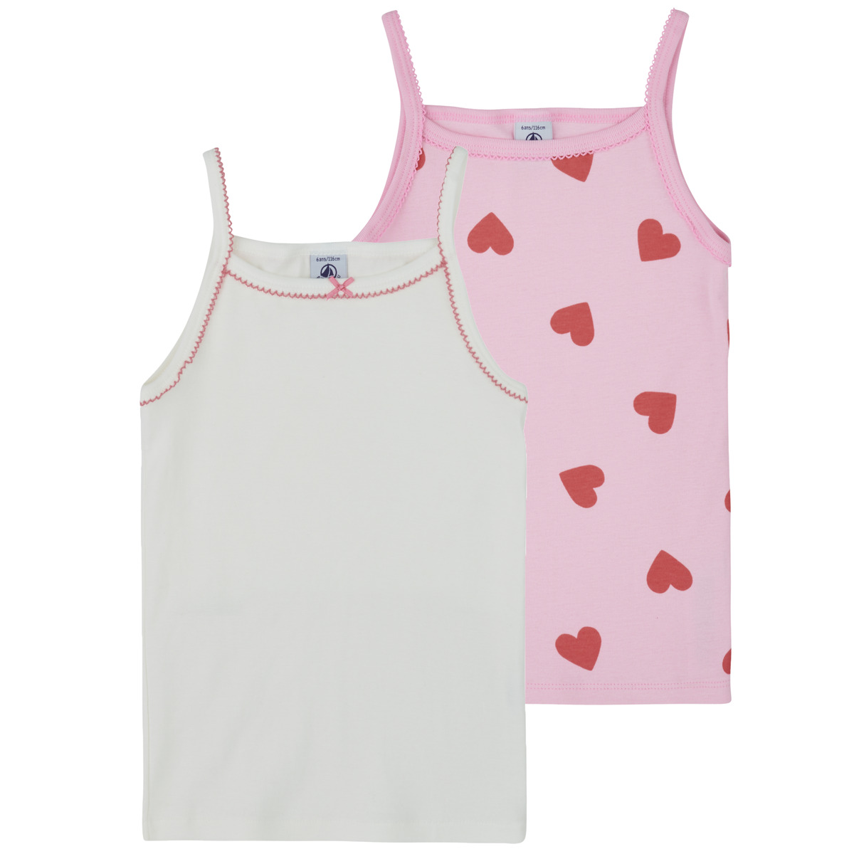 Petit Bateau - 2 CHEMISES BRETELLES - White / Pink
