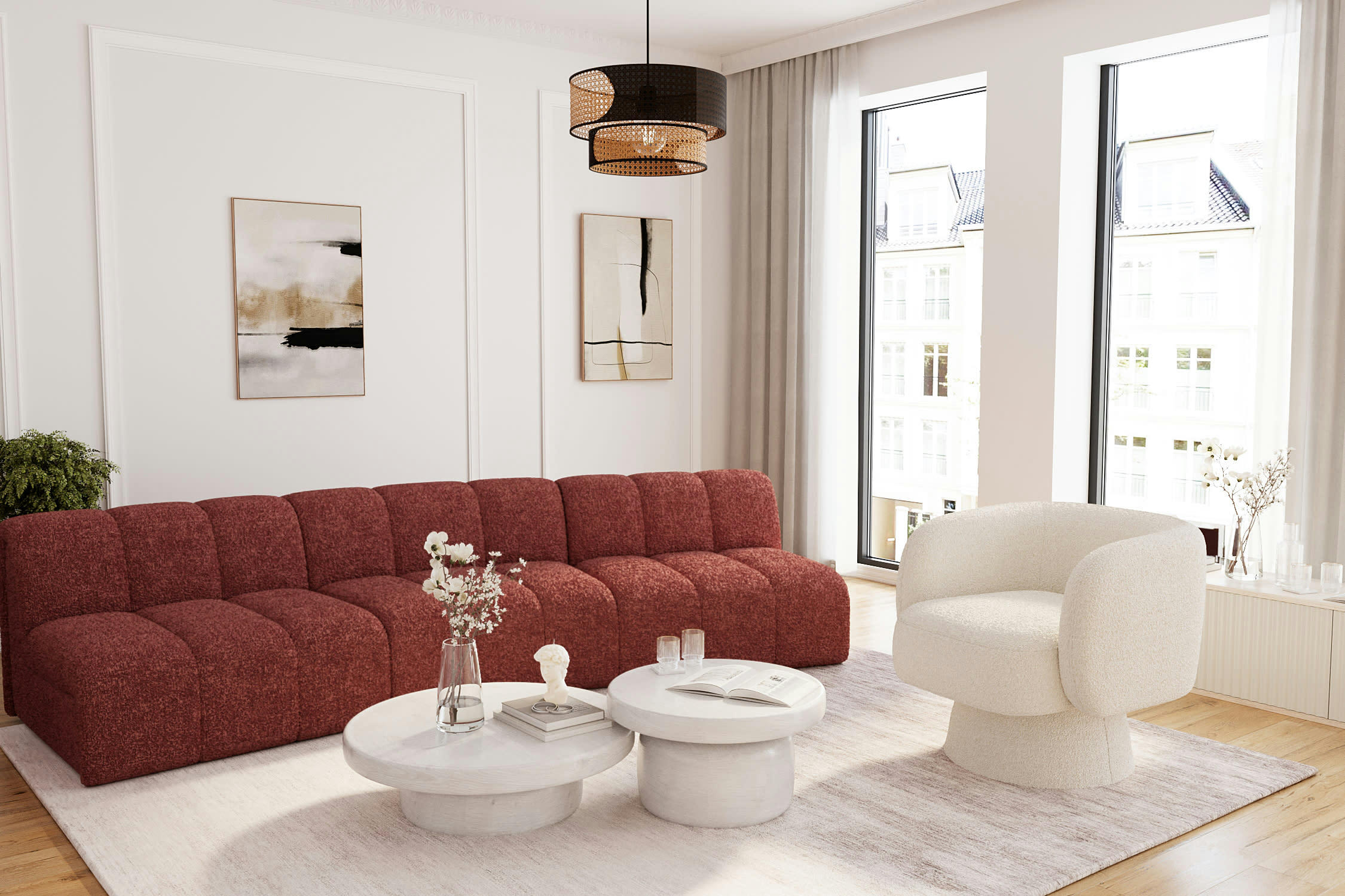 HELENE - Chauffeuse d’angle pour canapé modulable en velours ocre