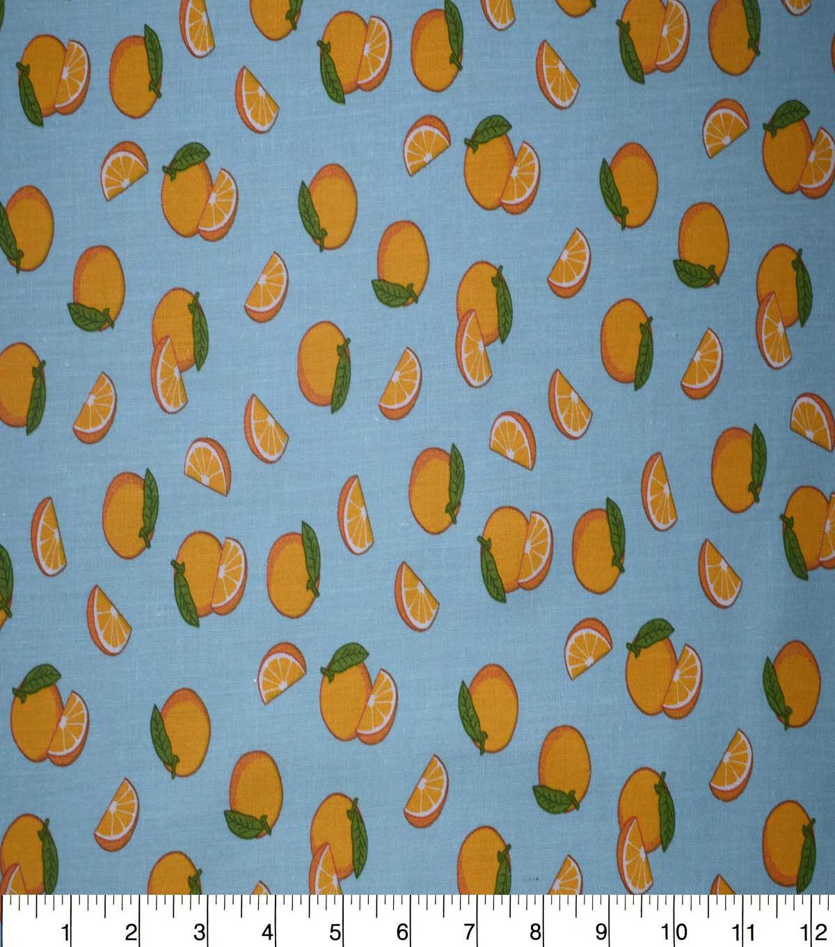 Oranges on Teal Cotton Fabric by Quilter's Showcase
