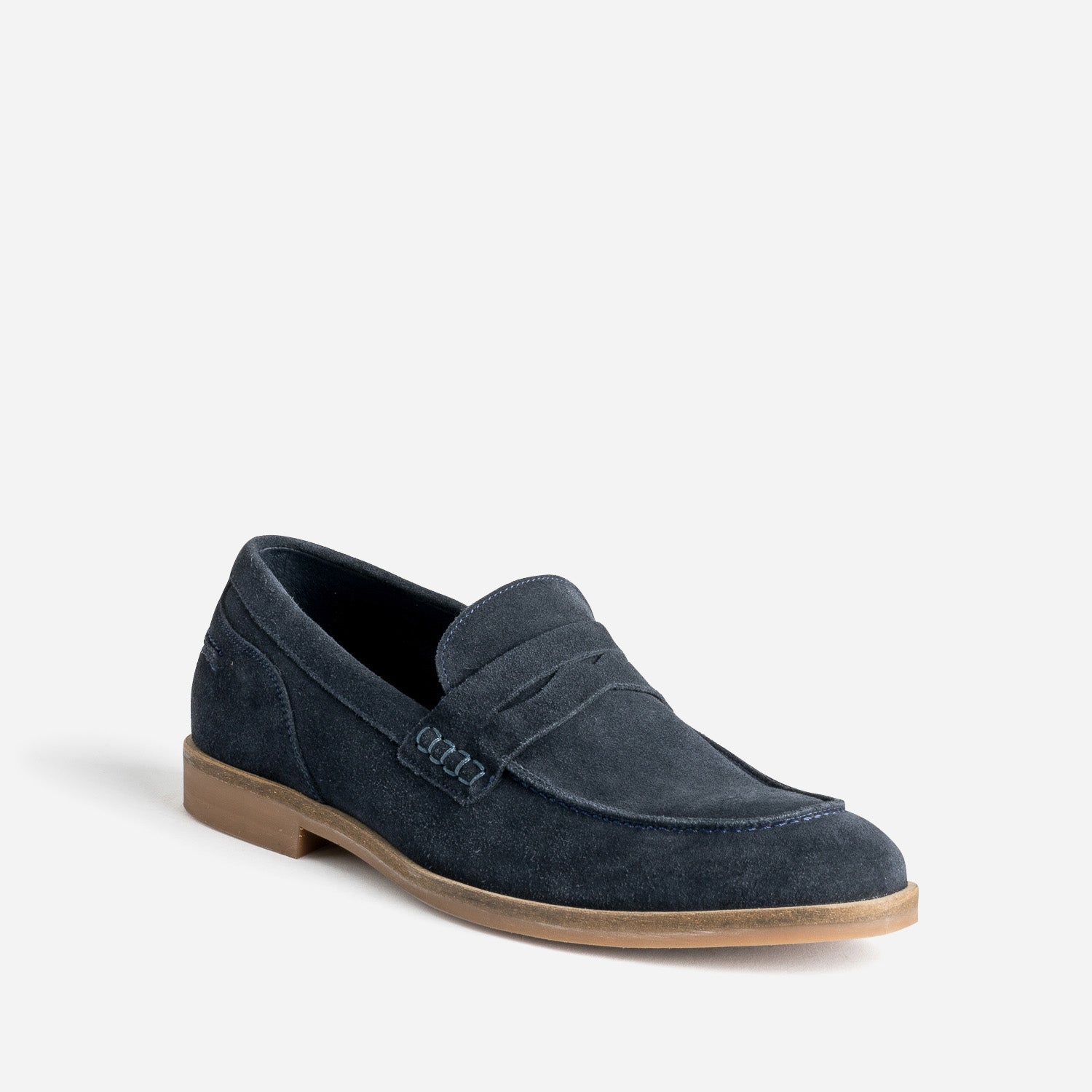 Mocassin marine cuir velours éco-conçu