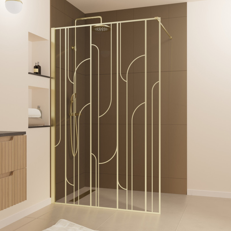 Paroi de douche Art Deco arrondi or 120 x 195 cm AURLANE