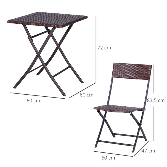 Gartenmöbelset, 2 Sitzplätze, Metall/Rattan