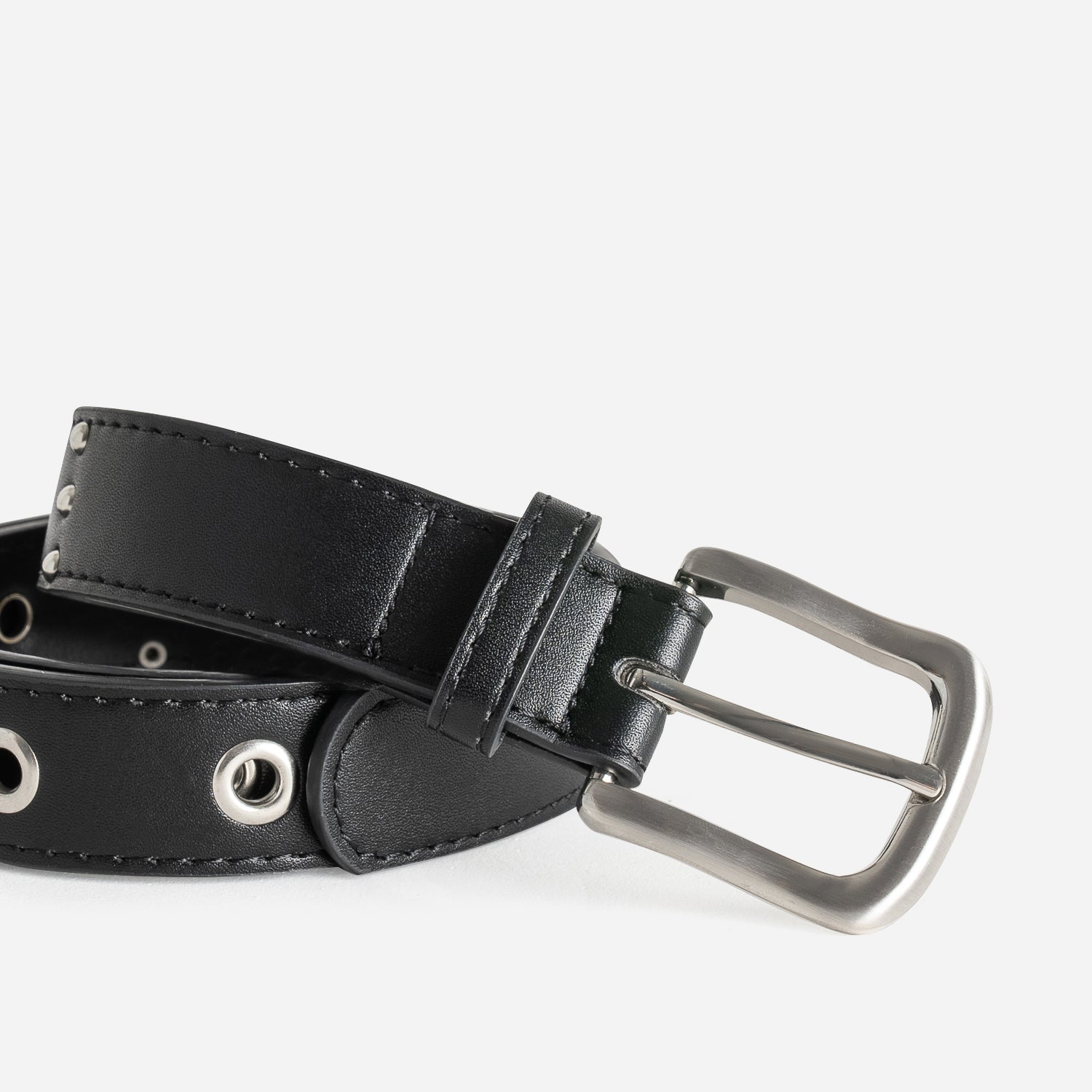 Ceinture TEXTO noire décor clous et œillets