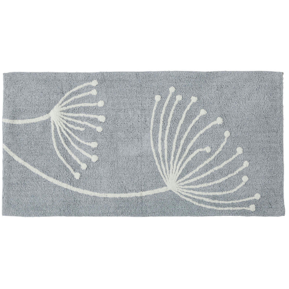 JUNGLE - Tapis de bain coton fantaisie gris 60x120cm