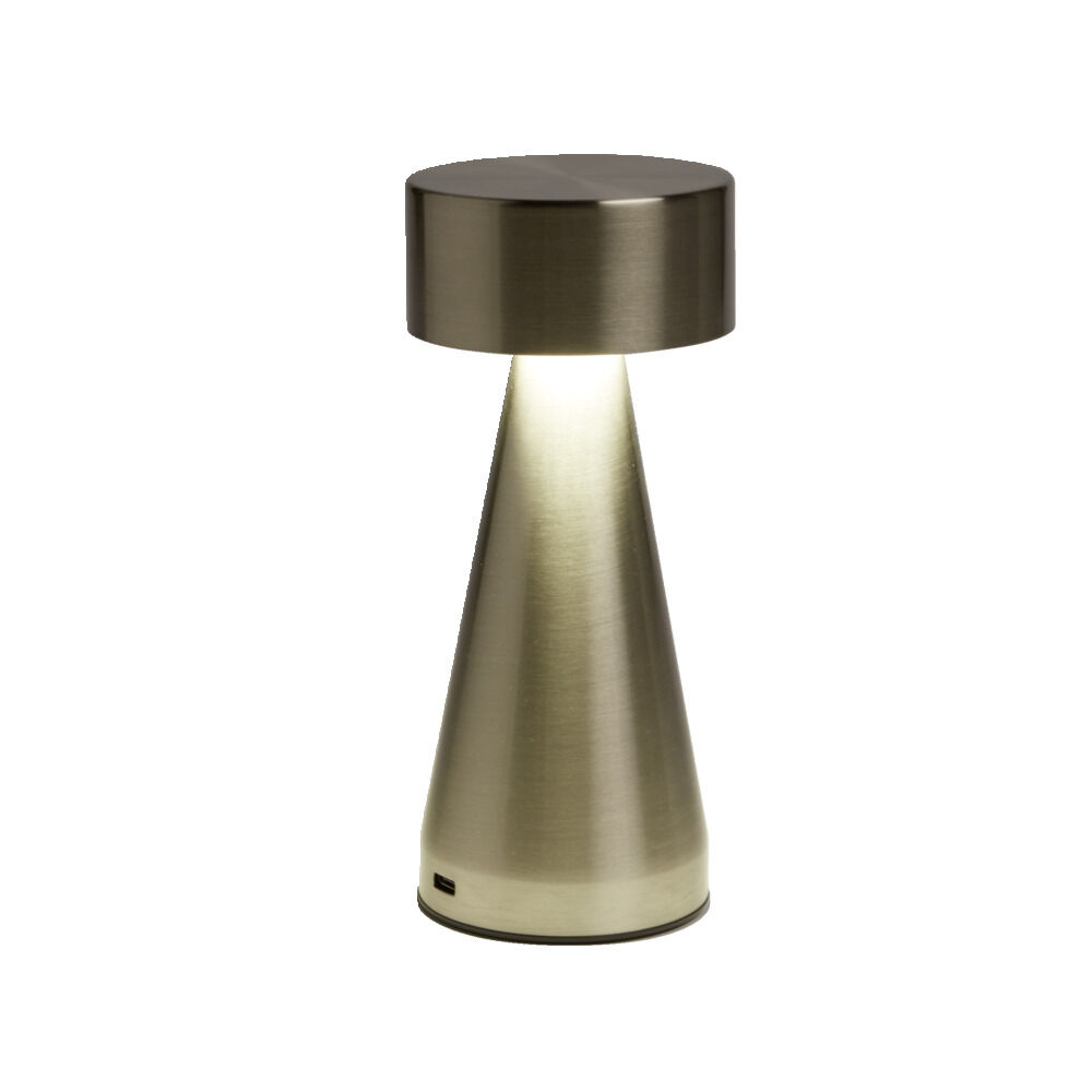 Lampe de table Squari USB tactile gris argenté Ø9,5xH22,5cm