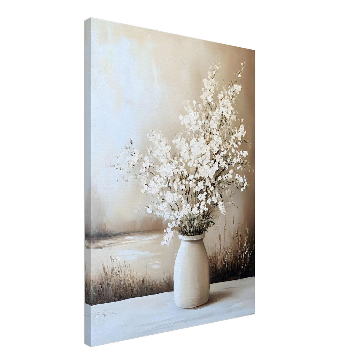 Artfulprints Canvas Timeless white bouquet canvas - 50x70 cm - beige