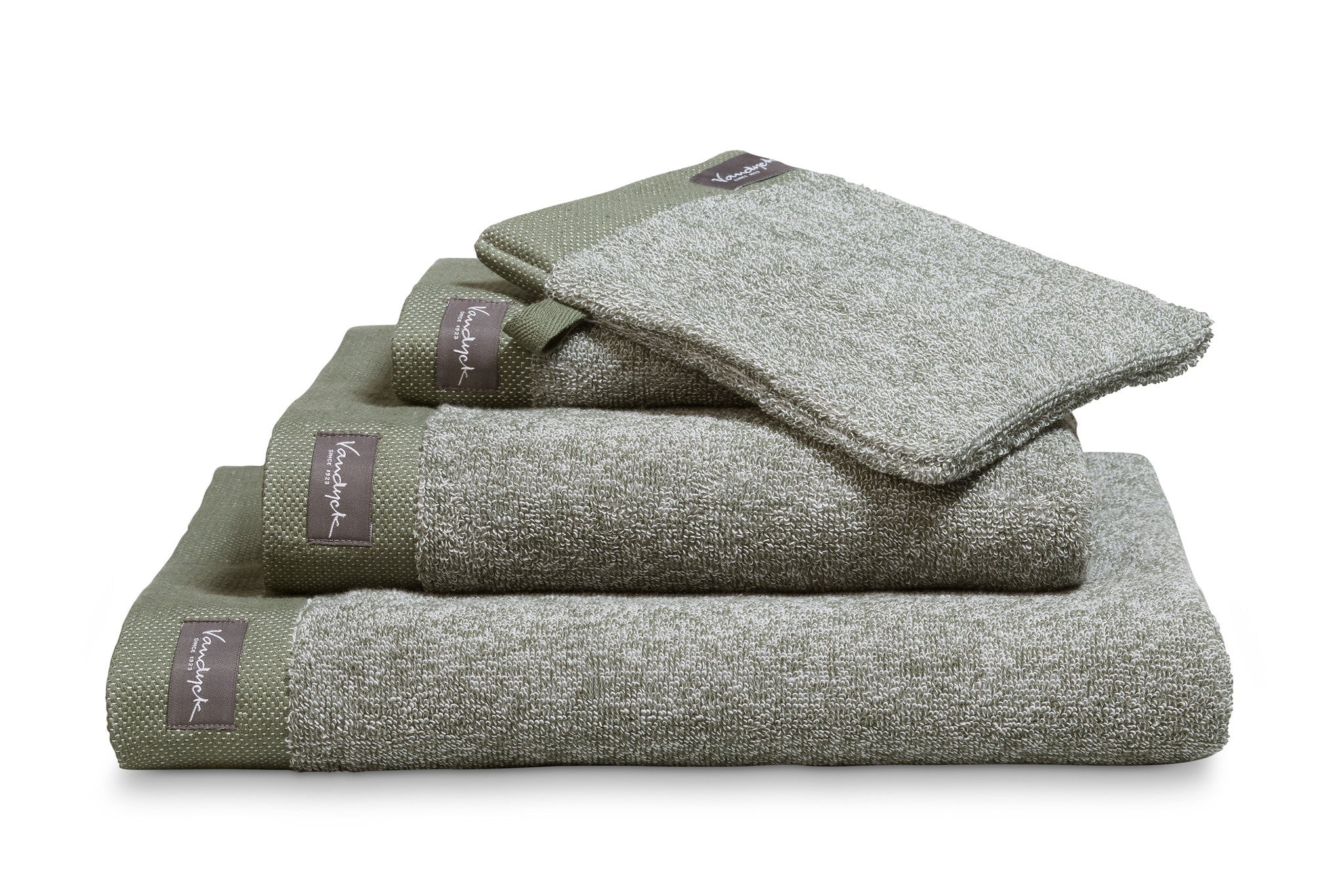 Handdoek Home Mouliné Olive   Groen   Katoen