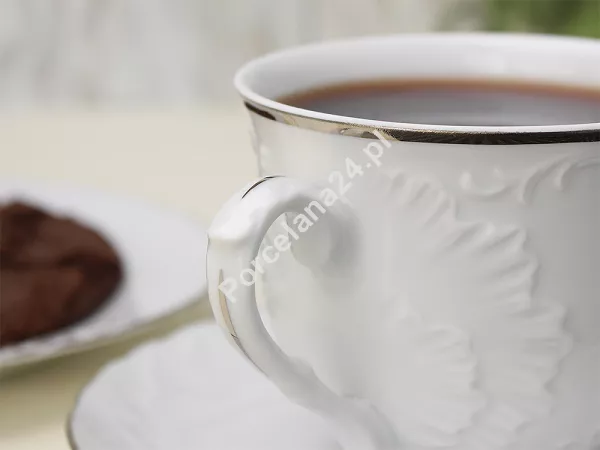 Zestaw do kawy na 6 osób (18 el.) Ćmielów - Rococo 3605 PLATYNOWA LINIA
