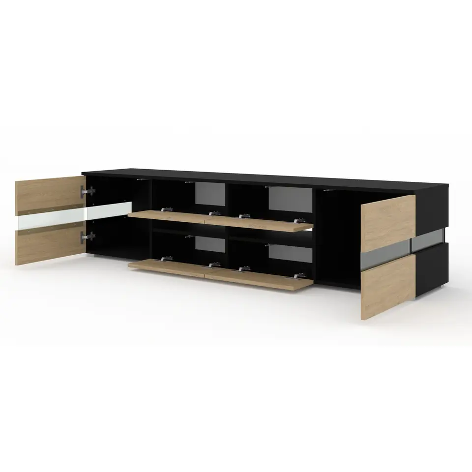 RTV-kast VIPER 186 2D4K zwart mat / stenen eik